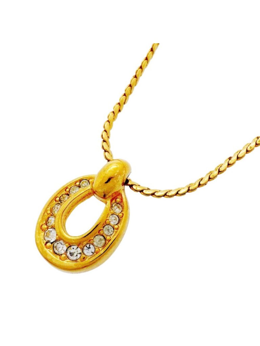 Dior Necklace Gold Plated Rhinestone